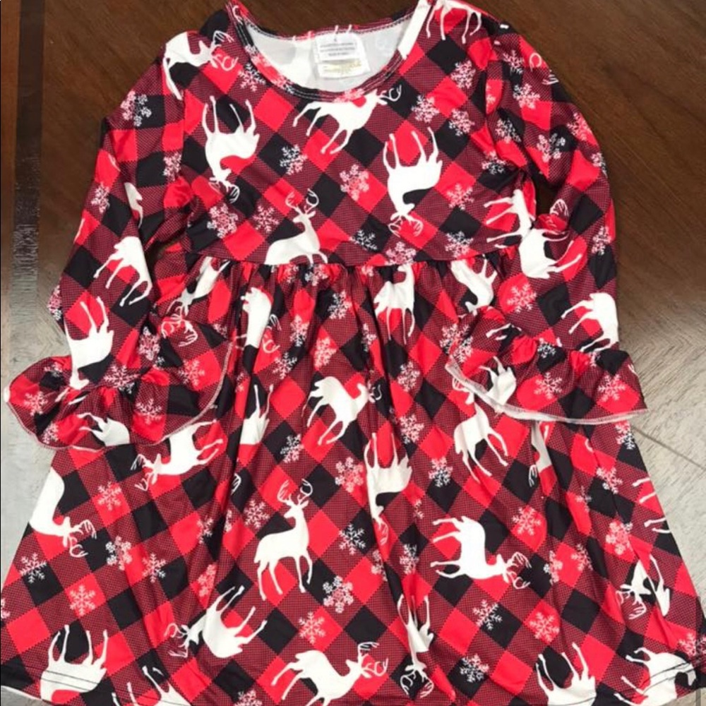 NEW BOUTIQUE Clean Out Buffalo Plaid Deer Dress